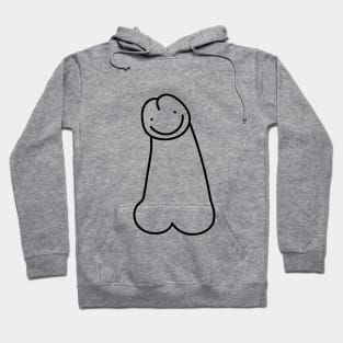 Minimalist Dick with a Smiling Face - black strokes Hoodie